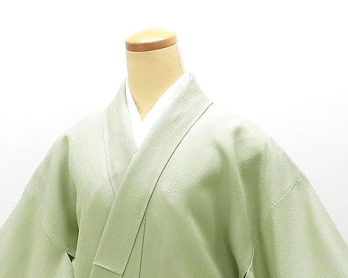 色無地 正絹 加賀友禅 百貫達雄 身丈157cm 裄丈64cm 丸に梅鉢 中古