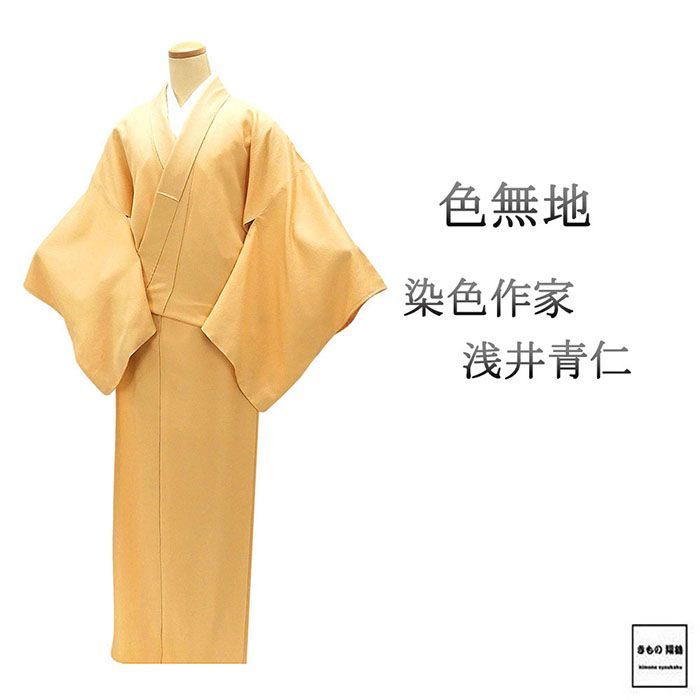 色無地 正絹 染色作家 浅井青仁 身丈170cm 裄丈70cm 剣片喰 良品 中古