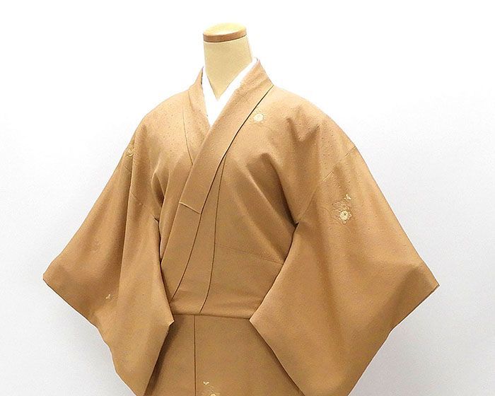 色無地 正絹 加賀友禅 柿本市郎 身丈154.5cm 裄丈63cm 良品 中古