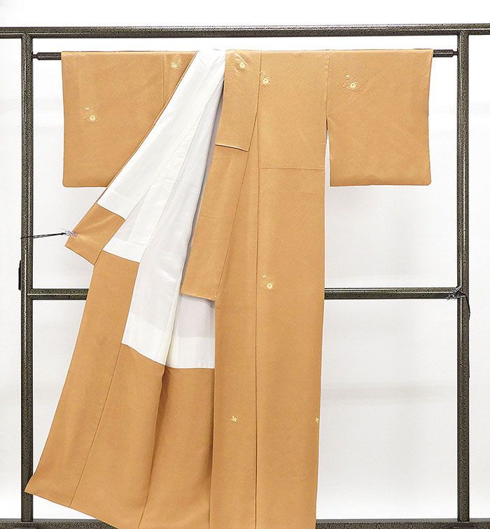 色無地 正絹 加賀友禅 柿本市郎 身丈154.5cm 裄丈63cm 良品 中古