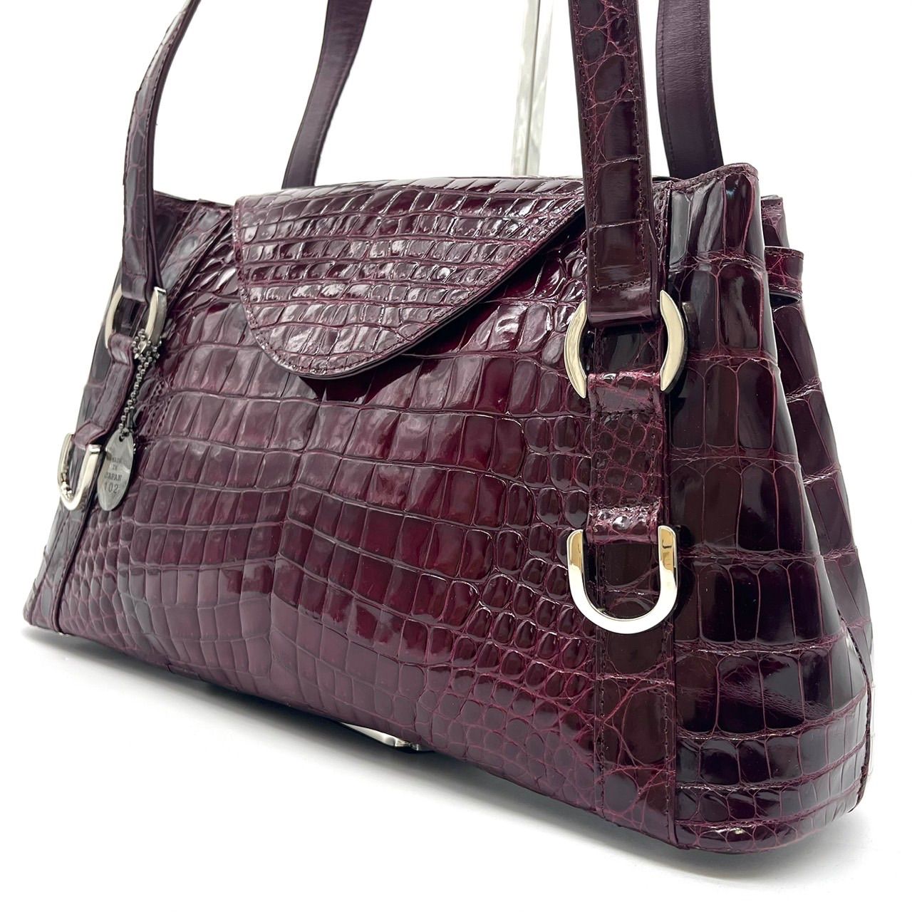 JRA クロコ エキゾチックレザー トートバッグ ハンドバッグ ショルダーバッグ レザー 革 レッド 赤色 フラップ ユニセックス 男女兼用 メンズ レディース