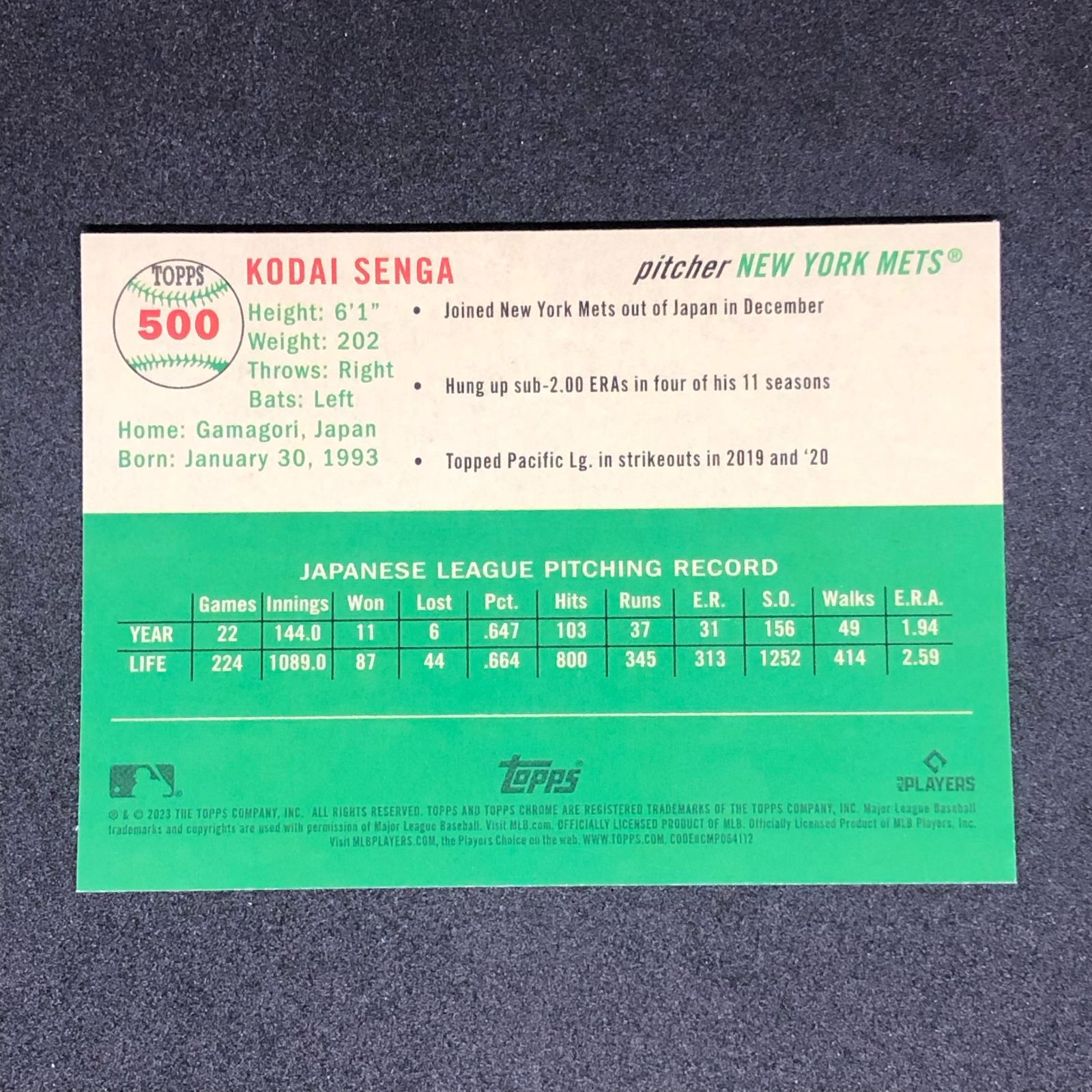 Kodai Senga / 千賀滉大 2023 Topps Chrome Platinum Anniversary