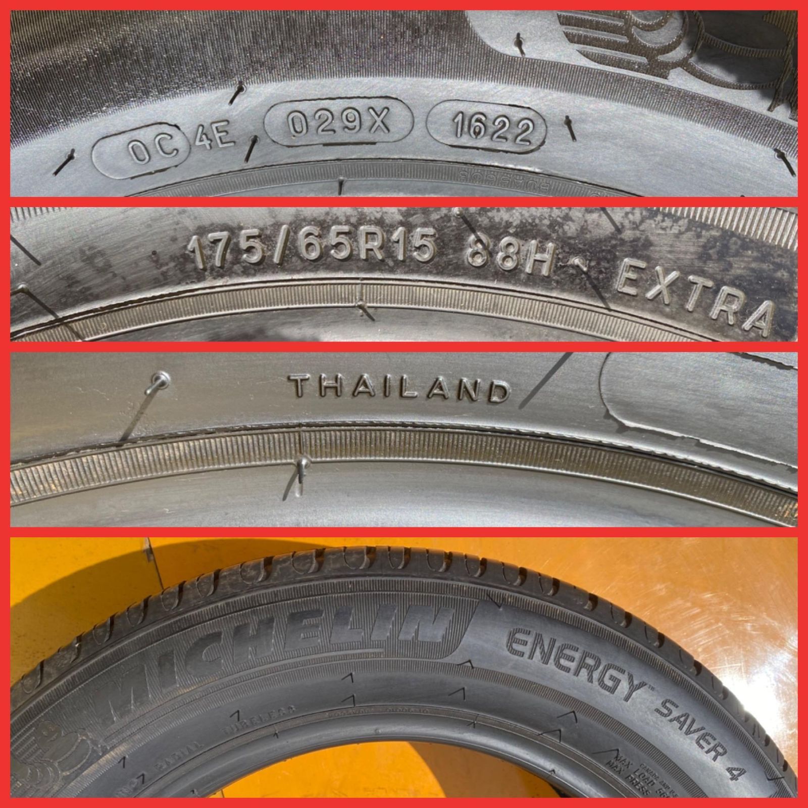 ZT-2621] タイヤ 4本 セット MICHELIN ミシュラン 175/65R15 88H タイ 