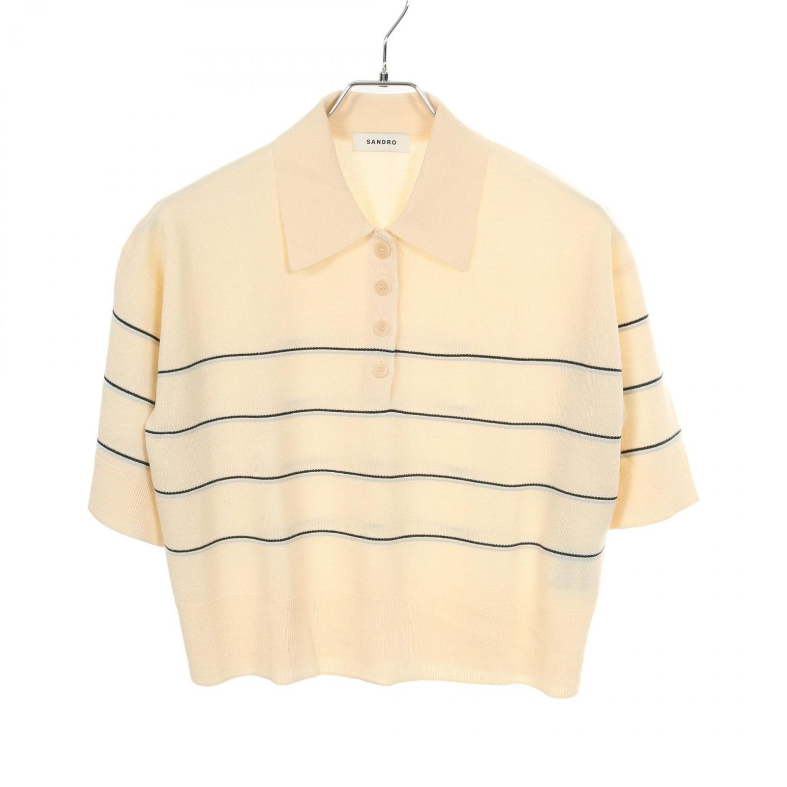 サンドロ sandro ポロシャツ ニット ライトベージュ レーヨン 半袖  