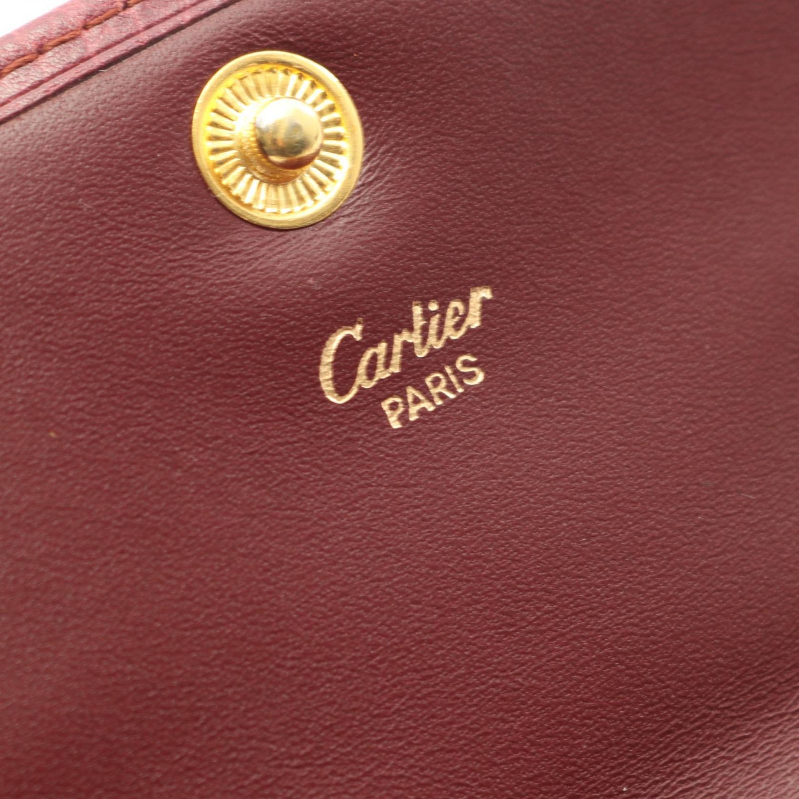 カルティエ CARTIER 三つ折り財布 マストライン ボルドー レザー 三
