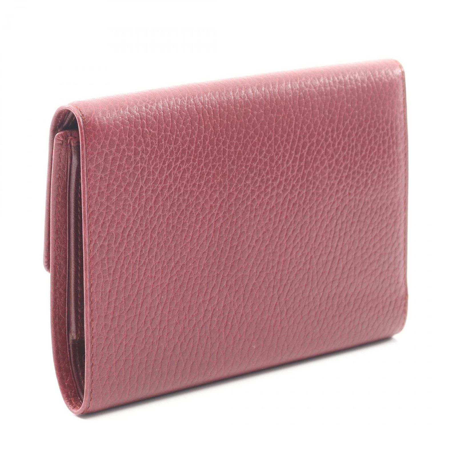 カルティエ CARTIER 三つ折り財布 マストライン ボルドー レザー 三