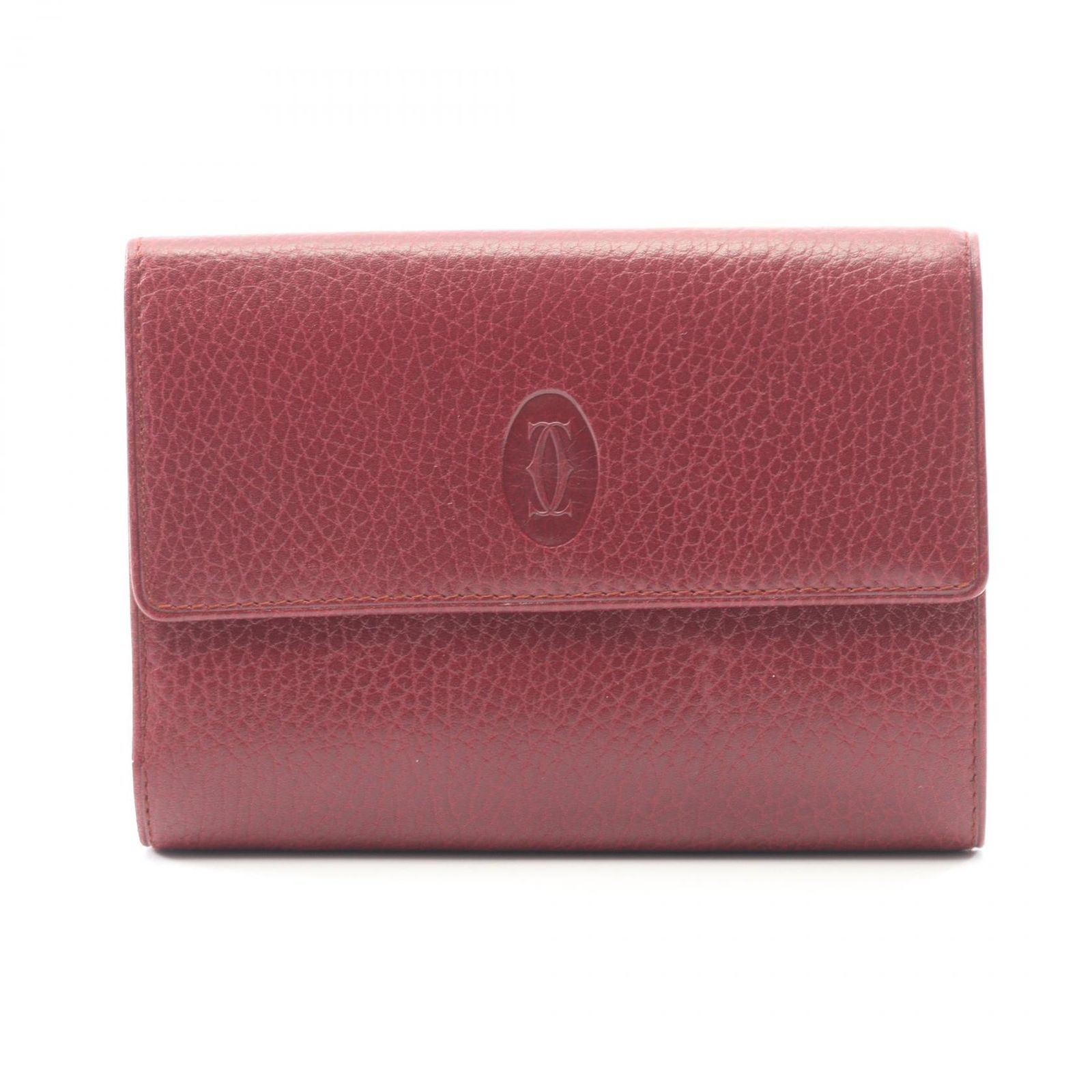 カルティエ CARTIER 三つ折り財布 マストライン ボルドー レザー 三