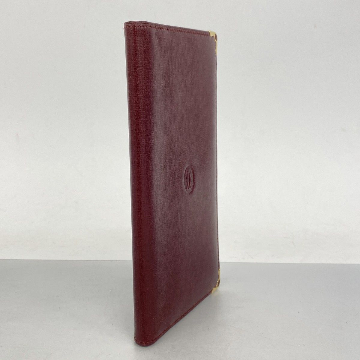 5pd6368】カルティエ 長札入れ マスト レザー ボルドー ゴールド金具