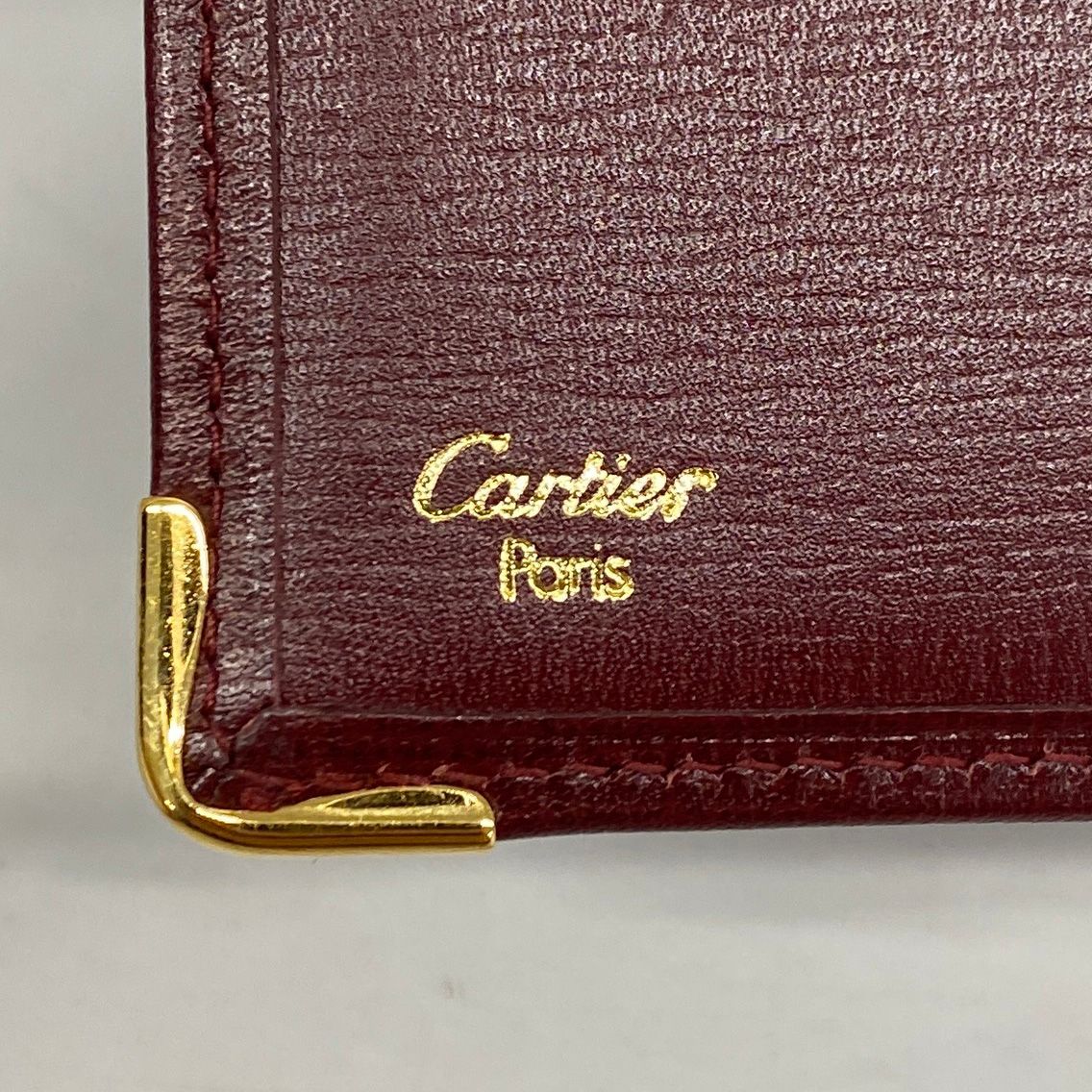 5pd6368】カルティエ 長札入れ マスト レザー ボルドー ゴールド金具
