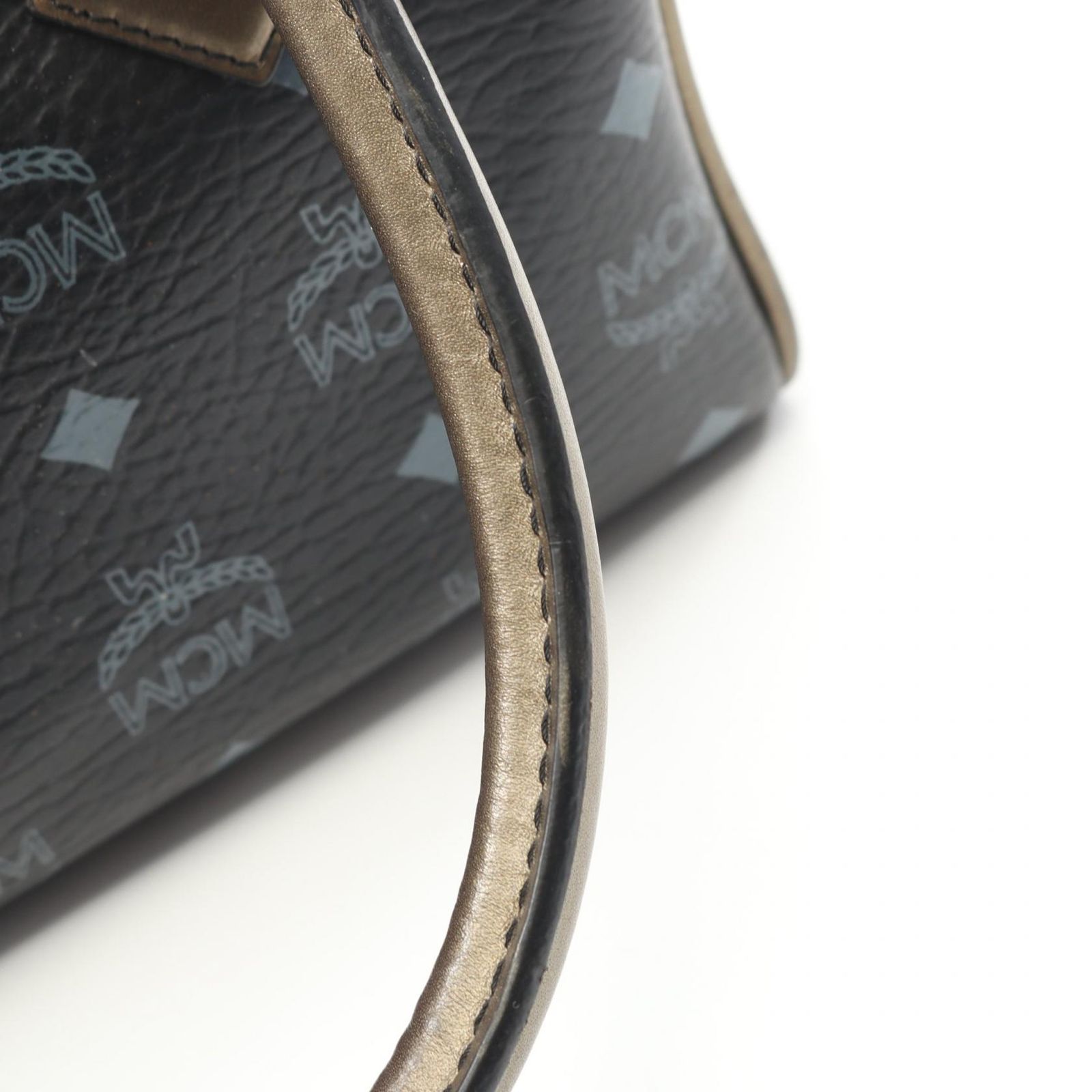 希少✨ MCM　エムシーエム　ヴィセトス レザー ハンドバッグ ネイビー 白 エム・シー・エム MCM ハンドバッグ ヴィセトス ネイビー レザー