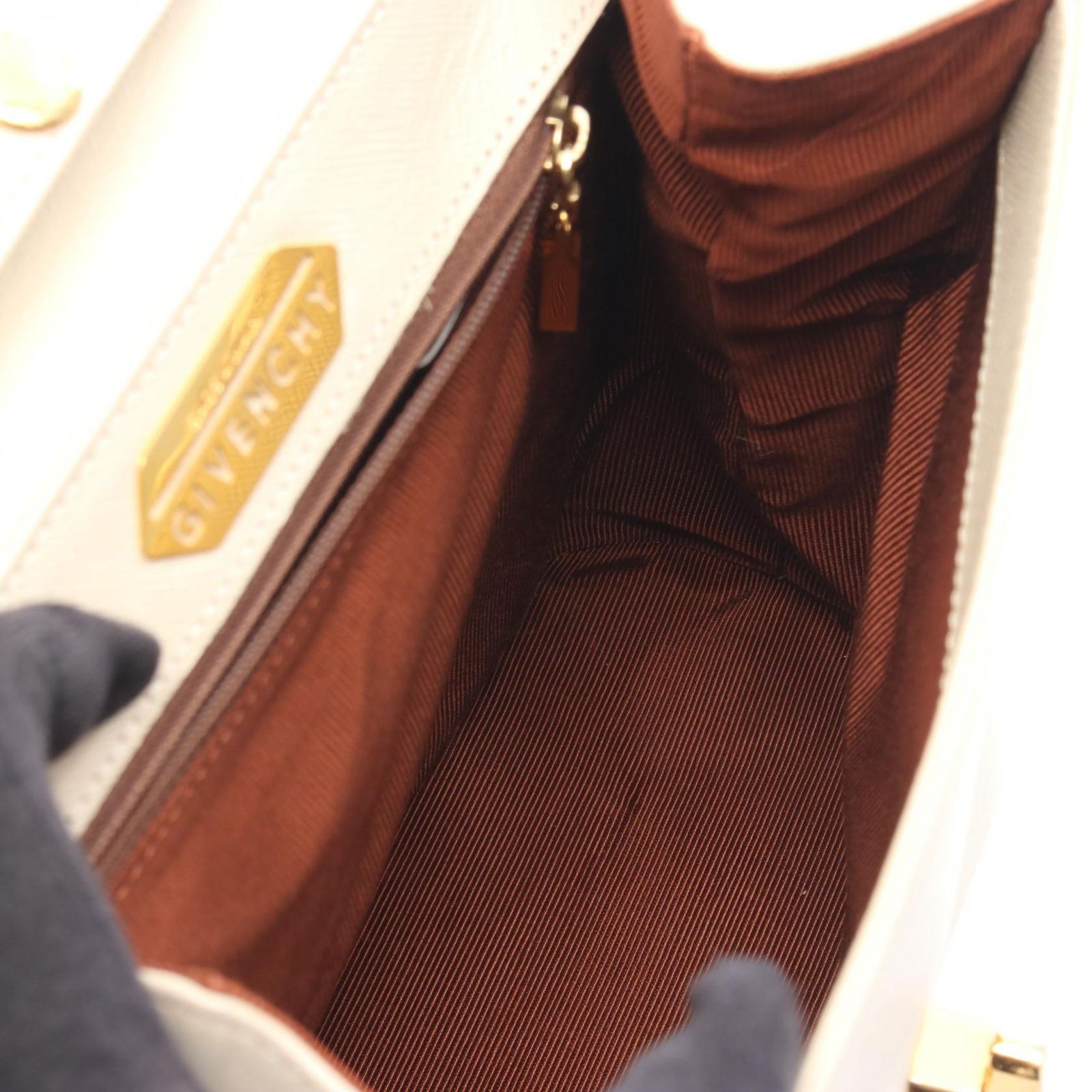 ジバンシィ GIVENCHY ハンドバッグ アイボリー レザー 2wayショルダー 
