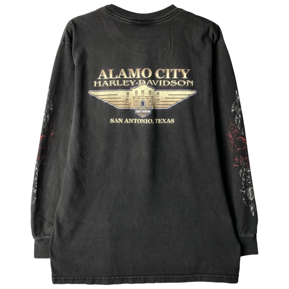 古着 00年代 ハーレーダビッドソン Harley-Davidson ファイヤーパターン ロングTシャツ ロンT USA製 メンズM相当/eaa596373