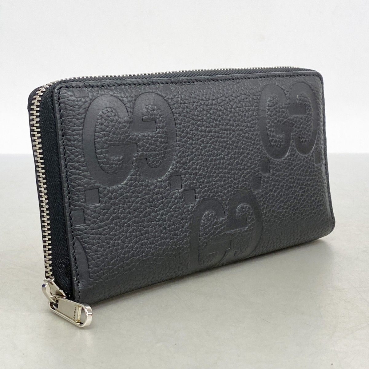 5 pd 6460 k グッチ 長財布 ジャンボGG 739484 レザー ブラック シルバー金具 レディース