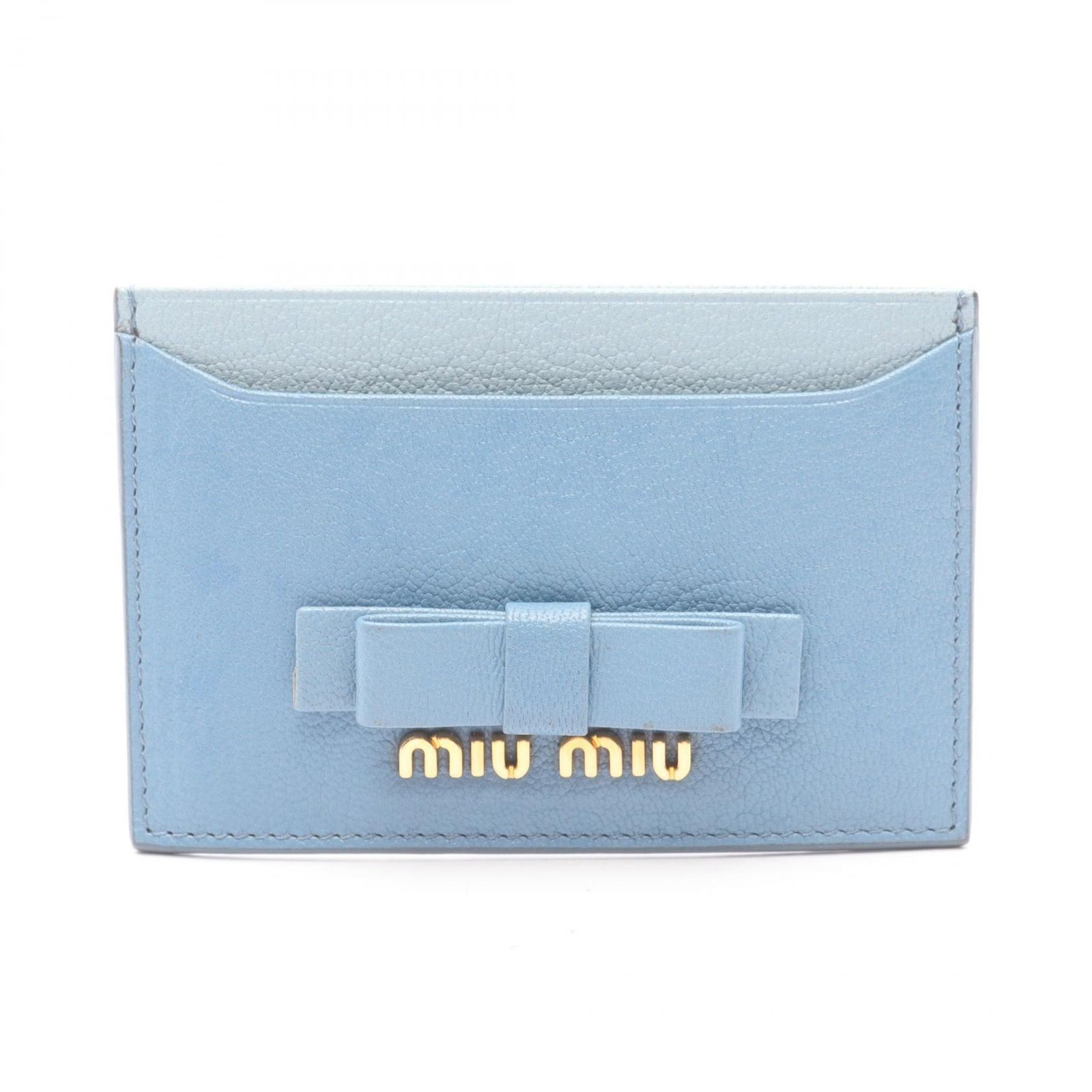 ミュウ ミュウ Miu Miu カードケース ブルー レザー リボン カード