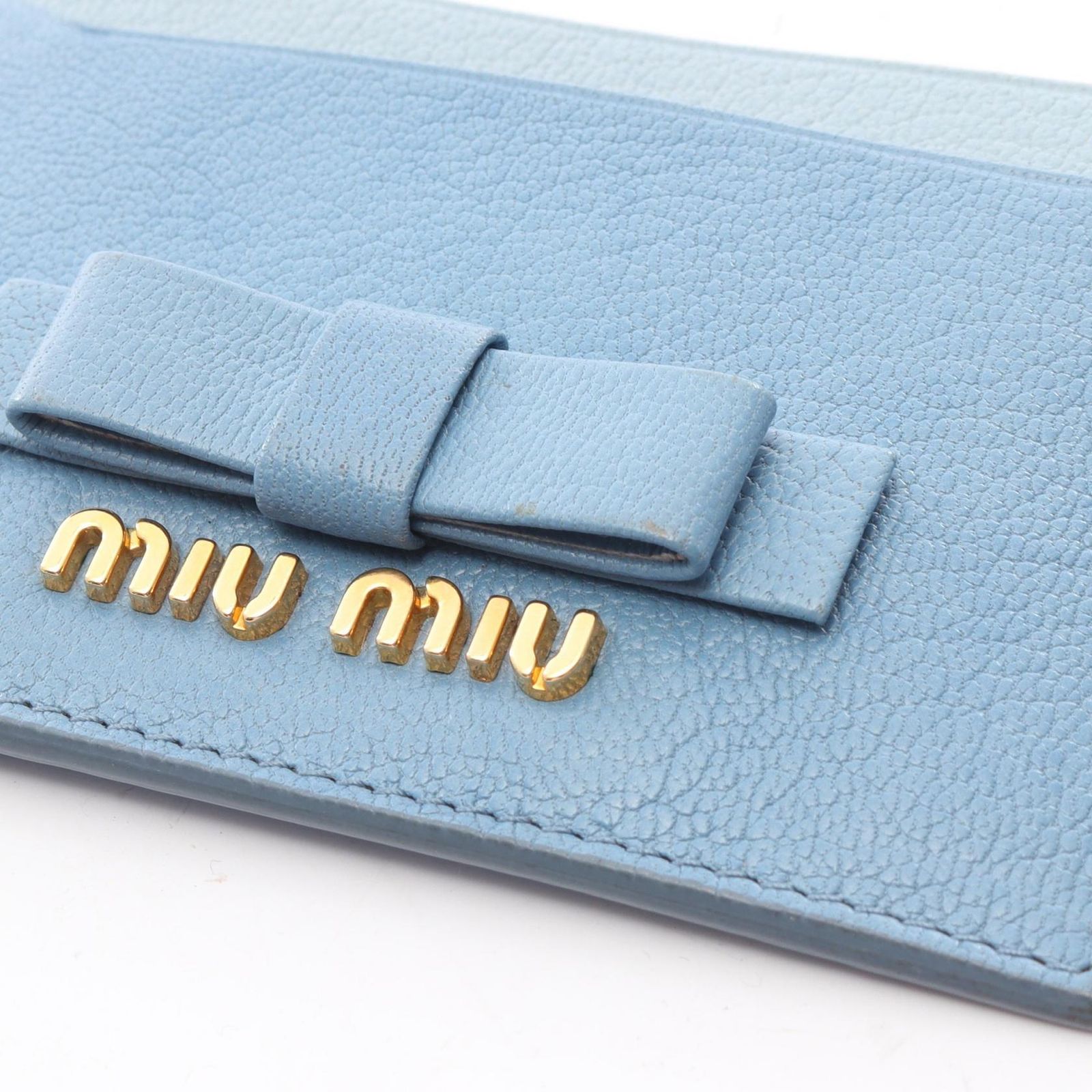 MIUMIU ミュウミュウ カードケース ビジュー ブルー マトラッセ パス