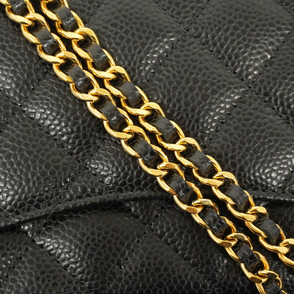 5pd6538-k】シャネル ショルダーウォレット マトラッセ キャビアスキン