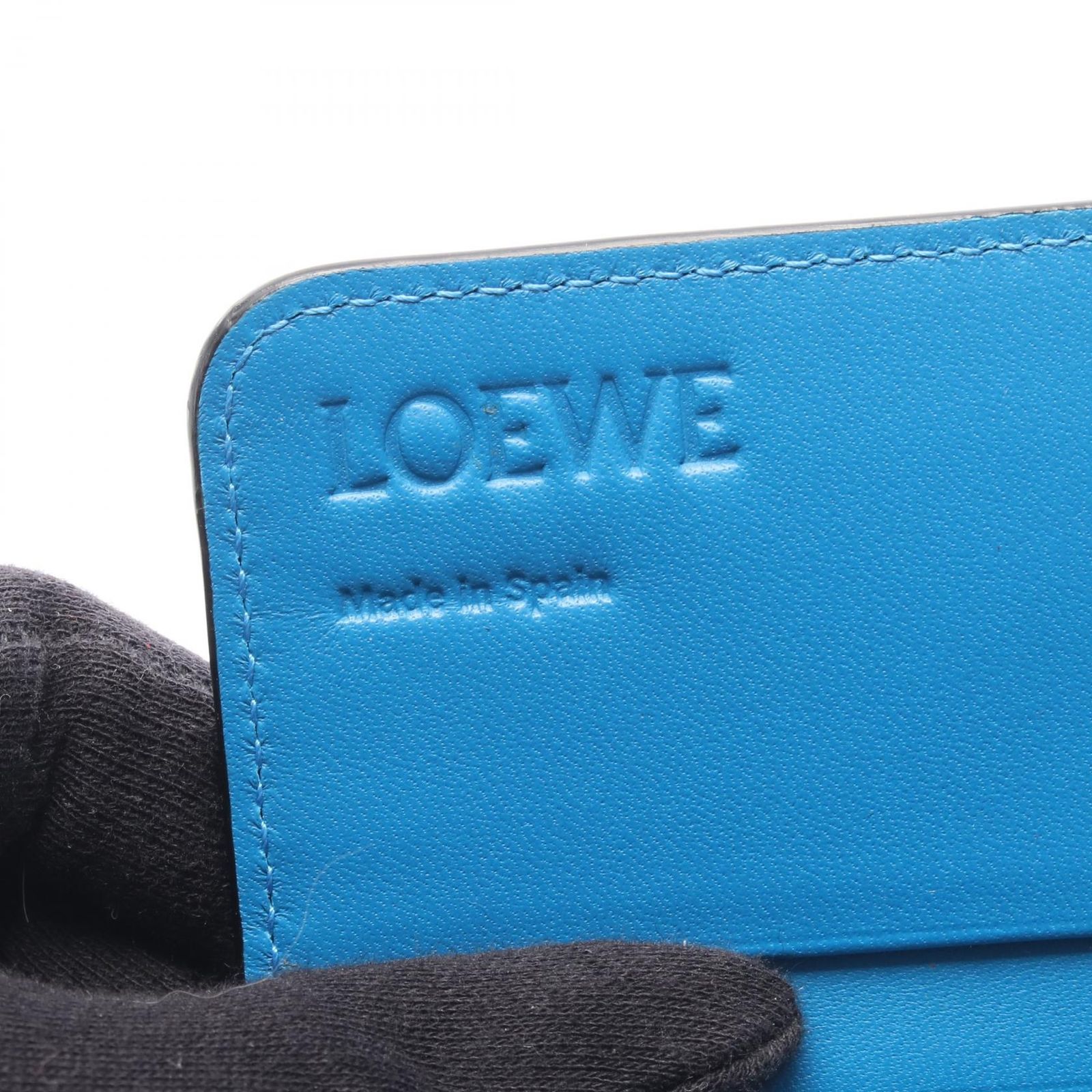 ロエベ LOEWE 二つ折り長財布 アナグラム ブルー レザー アナグラム 長 