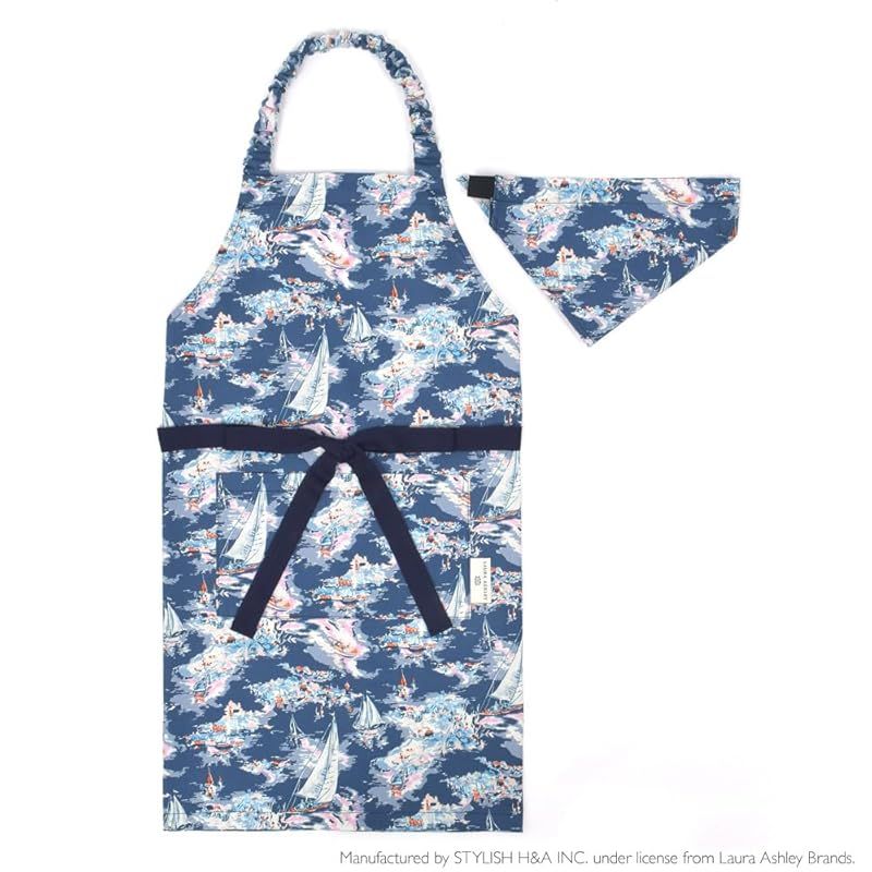 COLORFUL CANDY STYLE LAURA ASHLEY 子供用 キッズエプロン 男の子 三角巾 セット 小学生 130-160 着脱簡単 Riviera N1251430 1