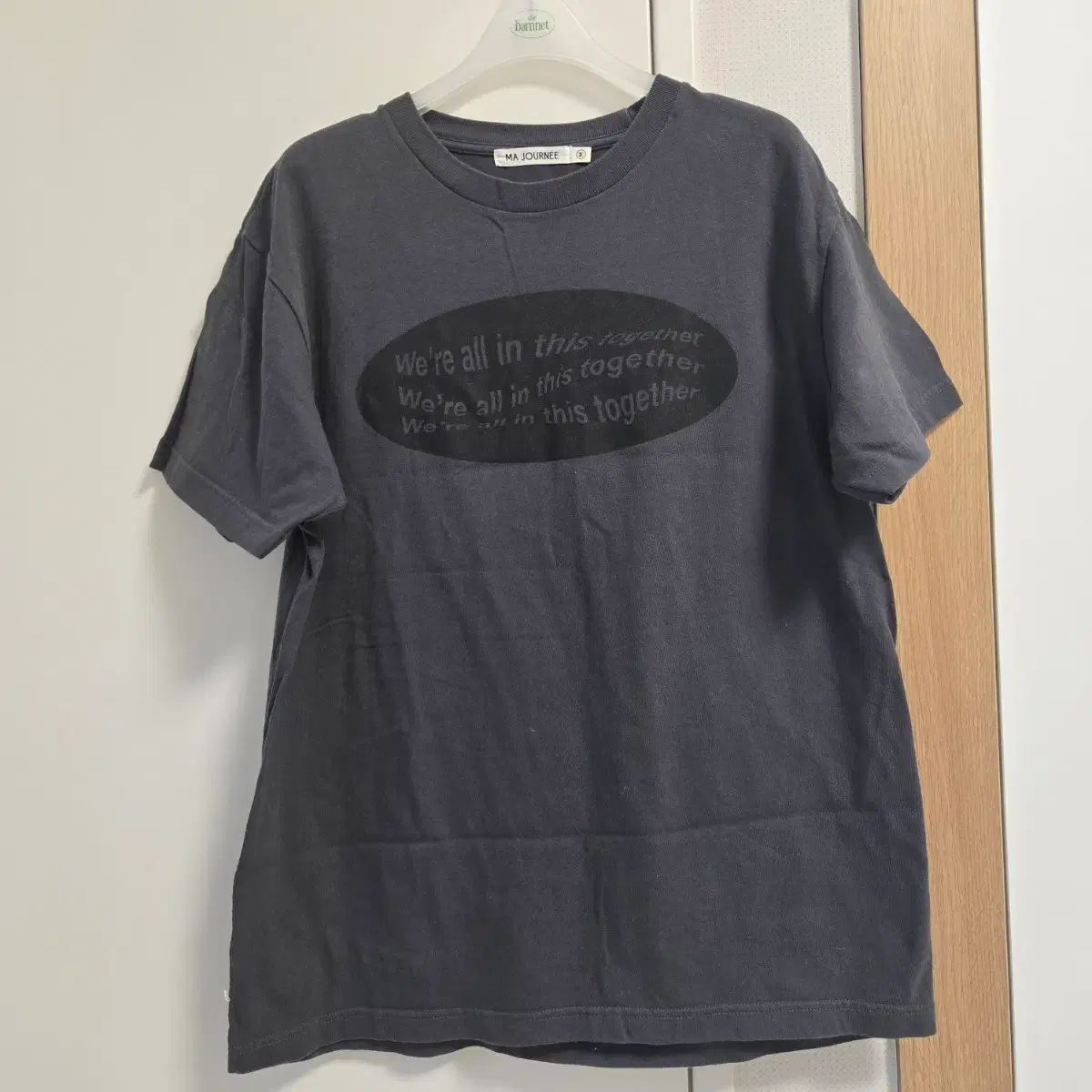 ポリ麻プリント半袖Tシャツ【洗濯機OK 麻調 半袖T