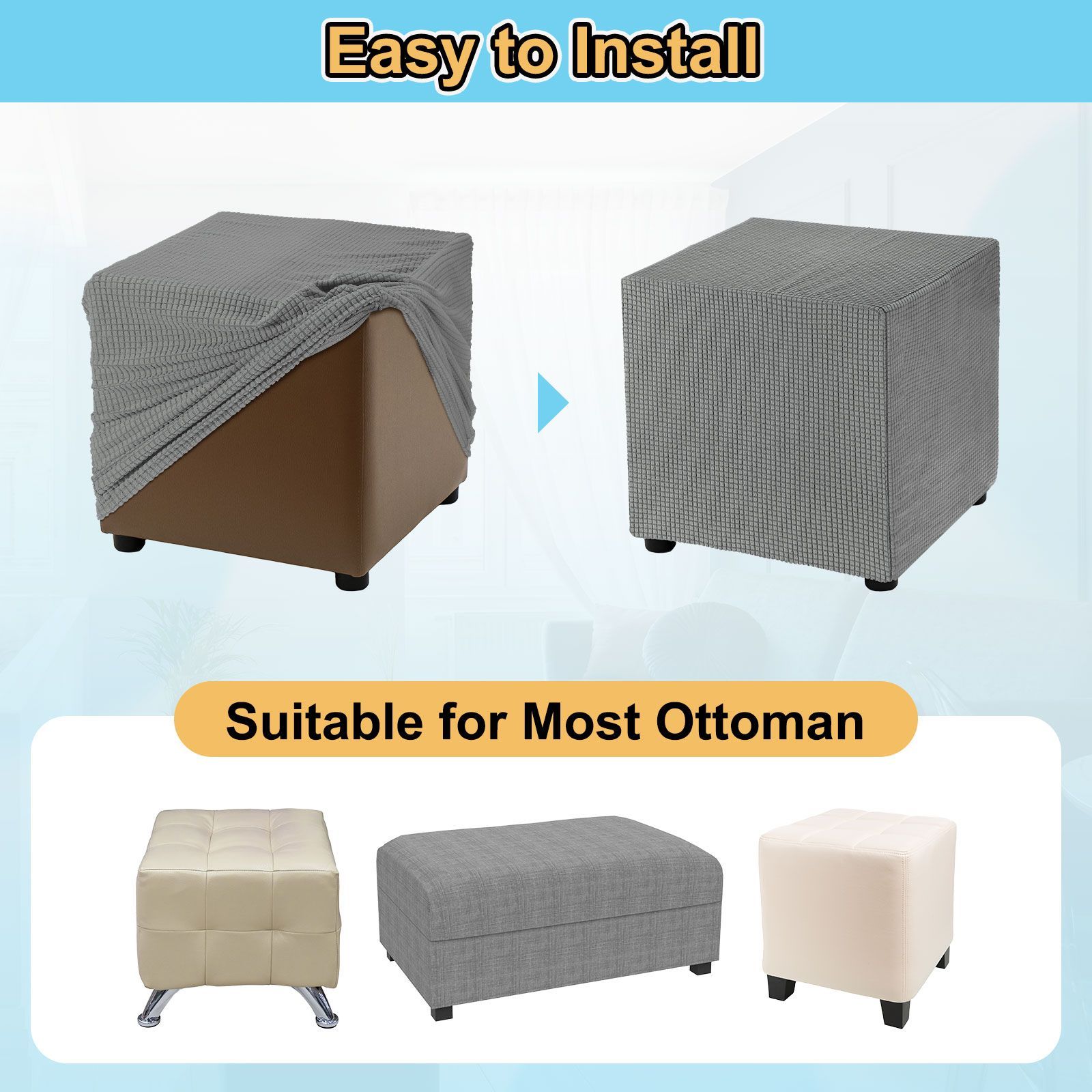 オットマン　ライトグレー オットマン スクエア オットマン スクエア