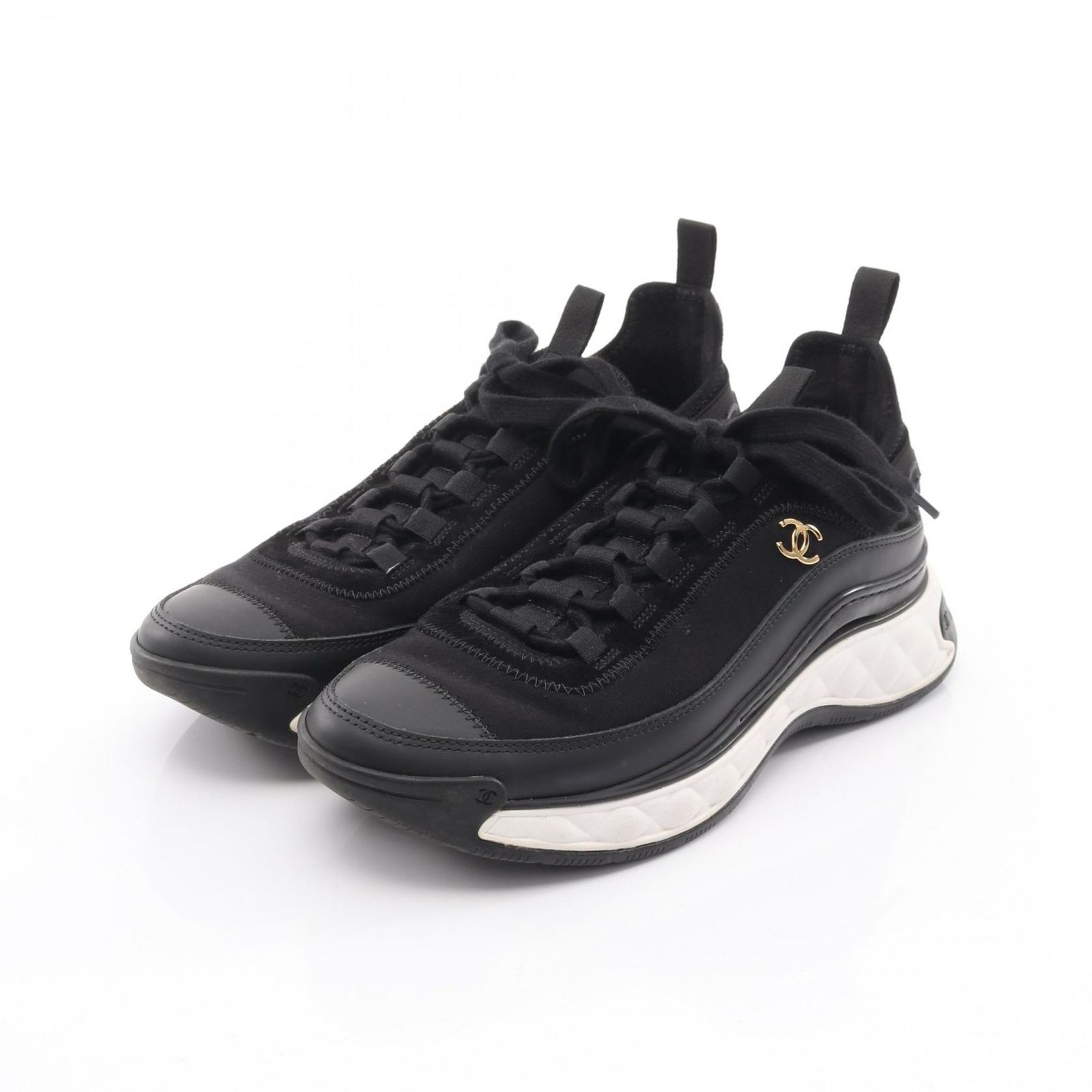 シャネル CHANEL スニーカー ココマーク G35617 ブラック レザー 