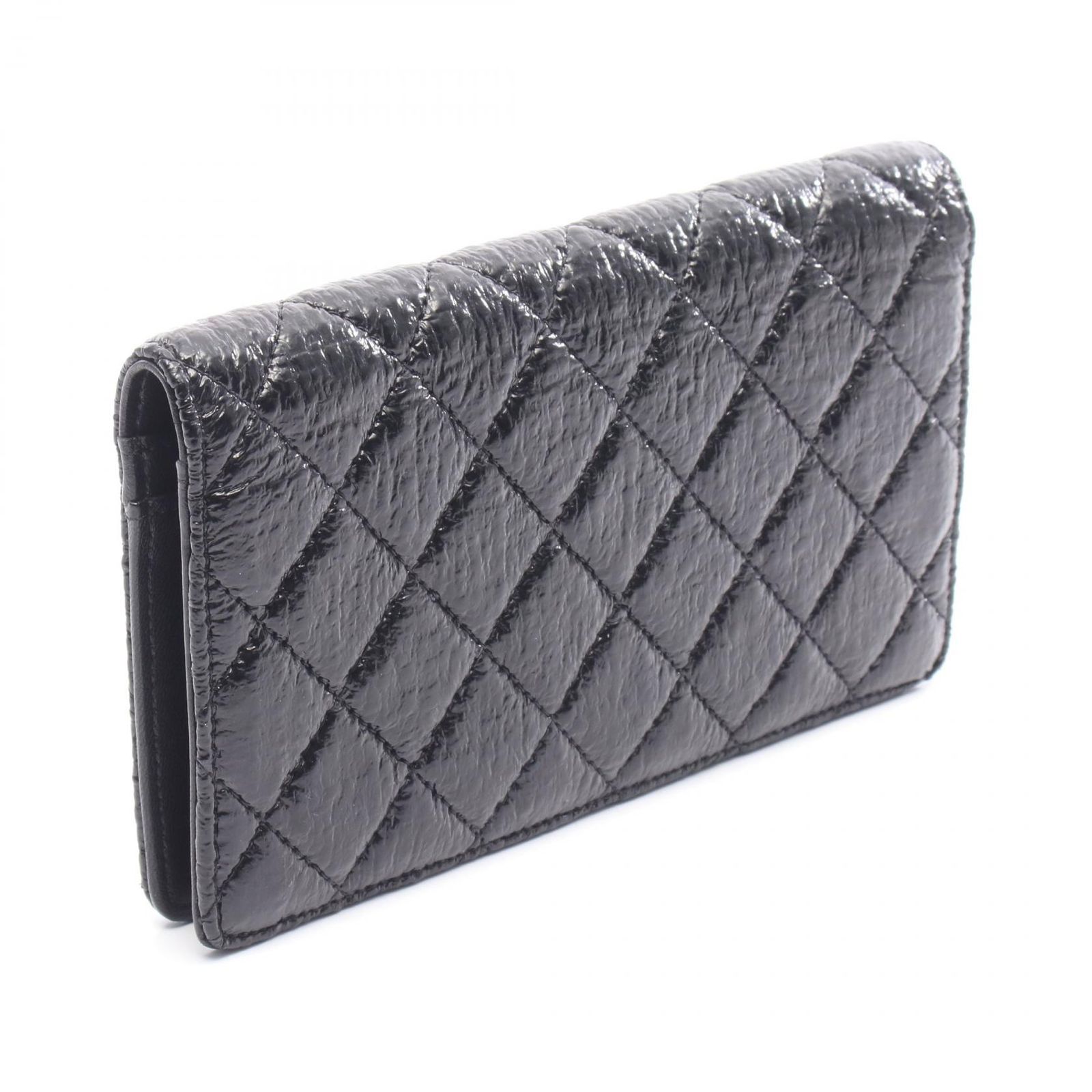 シャネル CHANEL 二つ折り長財布 マトラッセ ココボタン ブラック