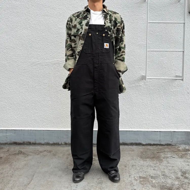 USA製 カーハート オーバーオール つなぎ ダブルニー ブラック 36×28 中古・古着通販】CarHartt (カーハート) ダブルニーオーバーオール