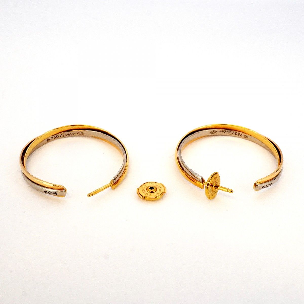 ☆SALE【5jpb0373】カルティエ ピアス トリニティ フープ K18YG