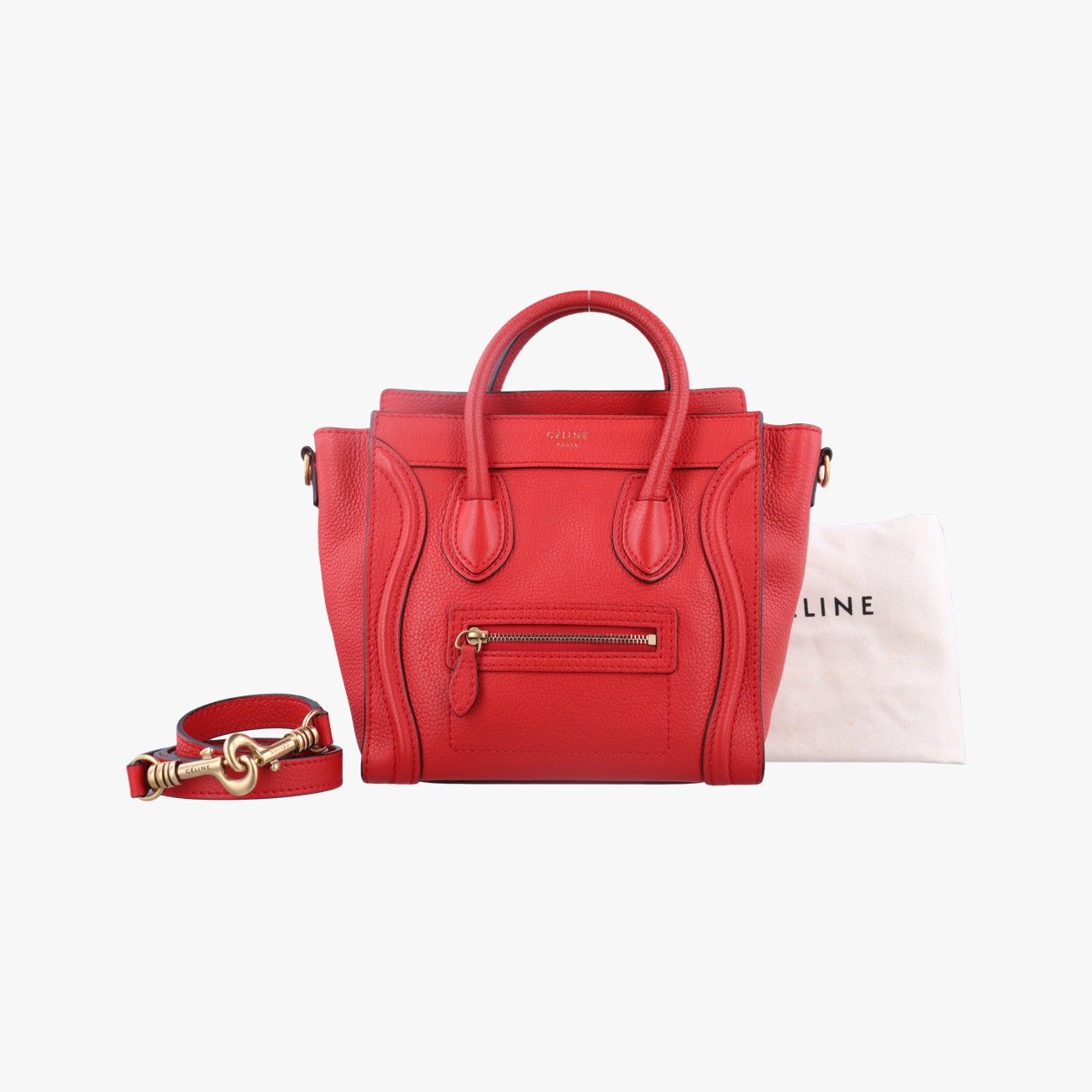 セリーヌCelineラゲージナノショッパー レッド レザー S-ZP-0132