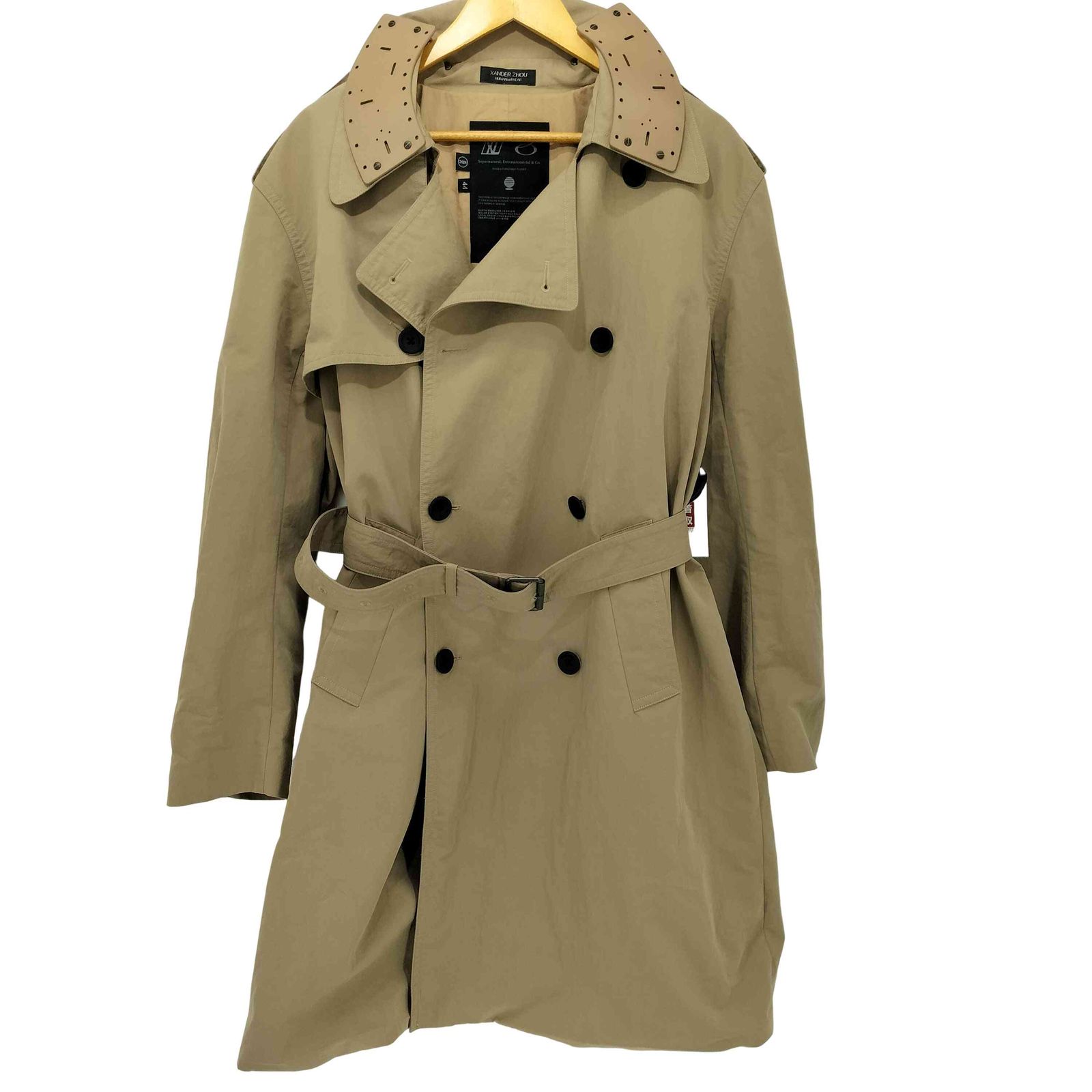 ザンダーゾウ XANDER ZHOU 襟異素材 ショート トレンチ コート メンズ