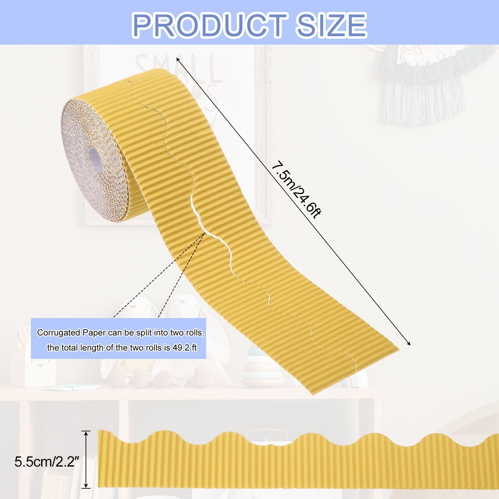 uxcell 49.2フィート 掲示板ボーダー 縦波 装飾用段ボールボーダー 波状 ロールボーダー トリム クラフト 教室 オフィス  DIYプロジェクト パーティー 誕生日 装飾用 イエロー - メルカリ 4ロール 100フィート パステル掲示板 ボーダー 教室 レインボーハート  水玉ボーダー ...