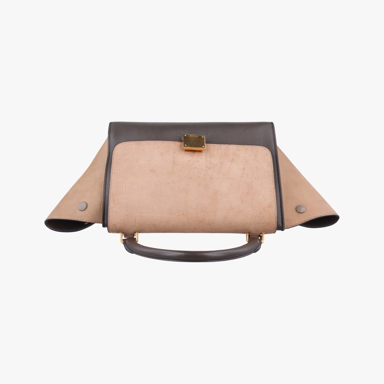 セリーヌCelineトラペーズ ピンク×ベージュ×ブラウン レザー×スエード