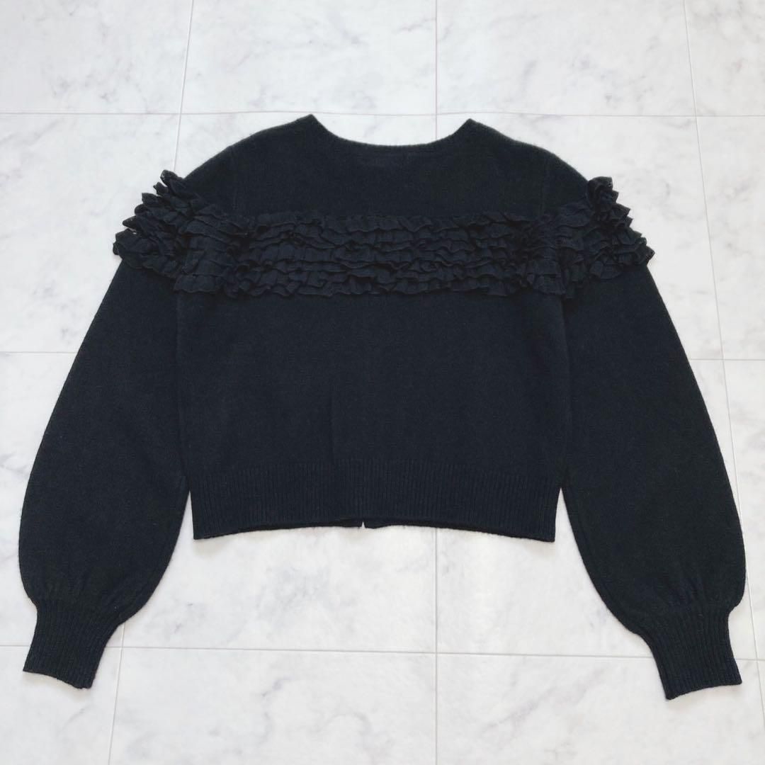 LANVIN en Bleu 定価2.3万 フリルカーディガン ブラック 38 【公式通販】