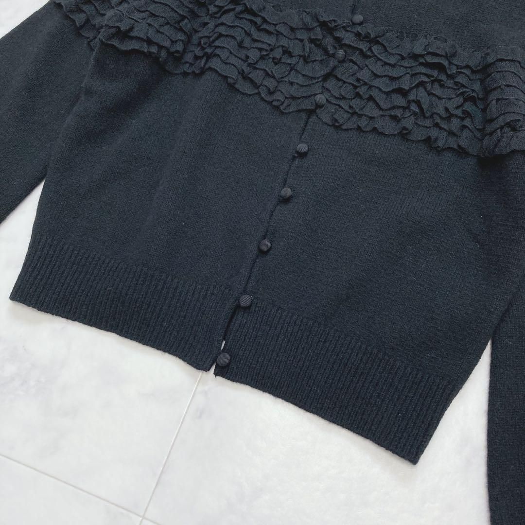 LANVIN en Bleu 定価2.3万 フリルカーディガン ブラック 38 【公式通販】
