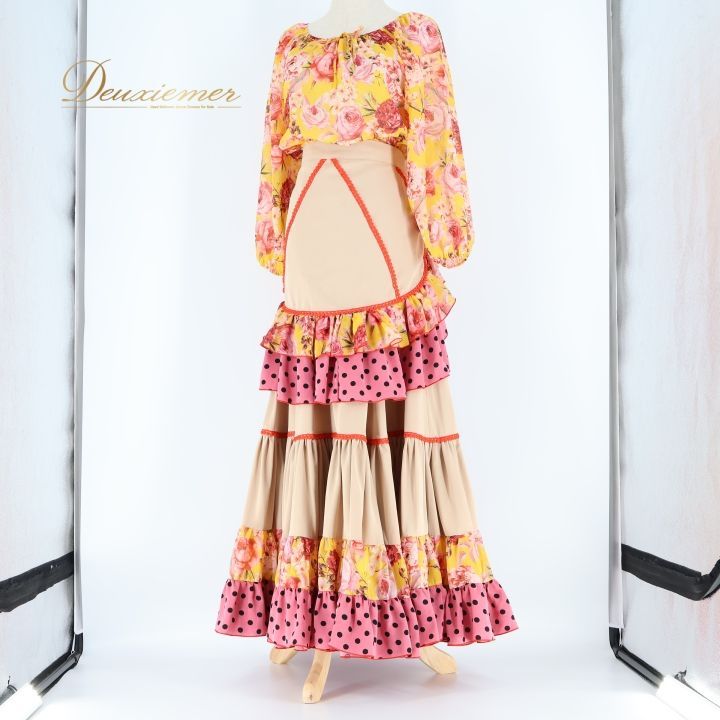 フラメンコ 衣装 ツーピース セットアップ ファルダ トップス エプロン