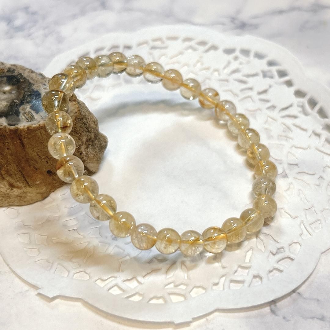 E17339】シトリン 6㎜ ブレスレット Citrine 天然石 アクセサリー