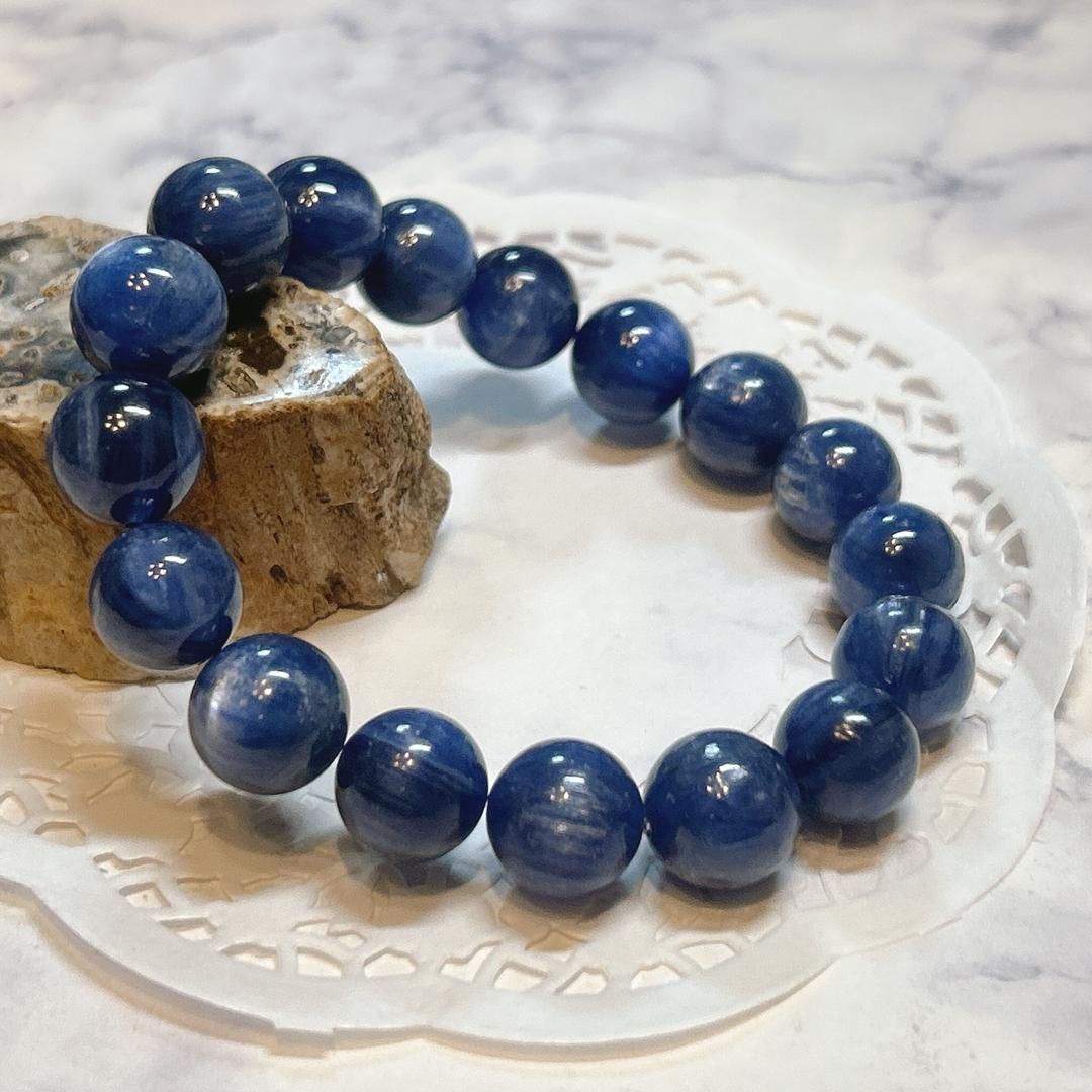 E17349】カイヤナイト 12-13 シラー ブレスレット Kyanite bracelet 高