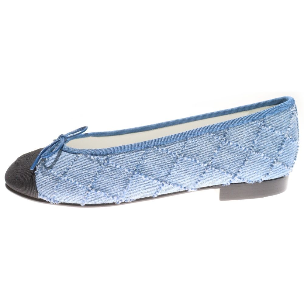 CHANEL (シャネル) ココマーク リボン デニム フラットパンプス