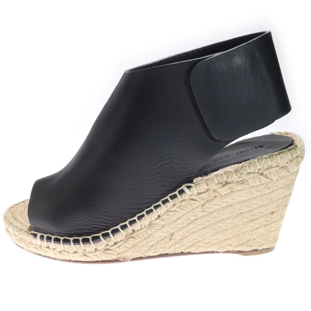 CELINE (セリーヌ) エスパドリーユ オープントゥ レザー ウェッジ