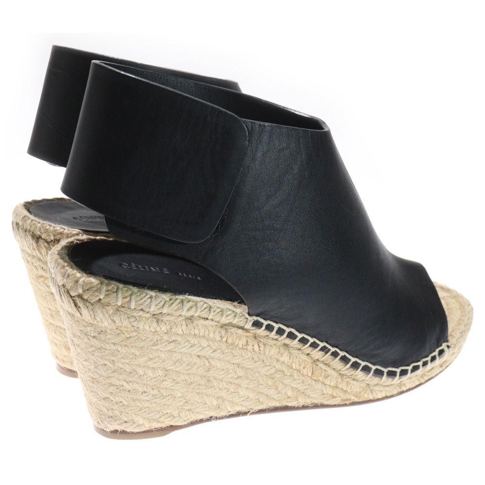 CELINE (セリーヌ) エスパドリーユ オープントゥ レザー ウェッジ