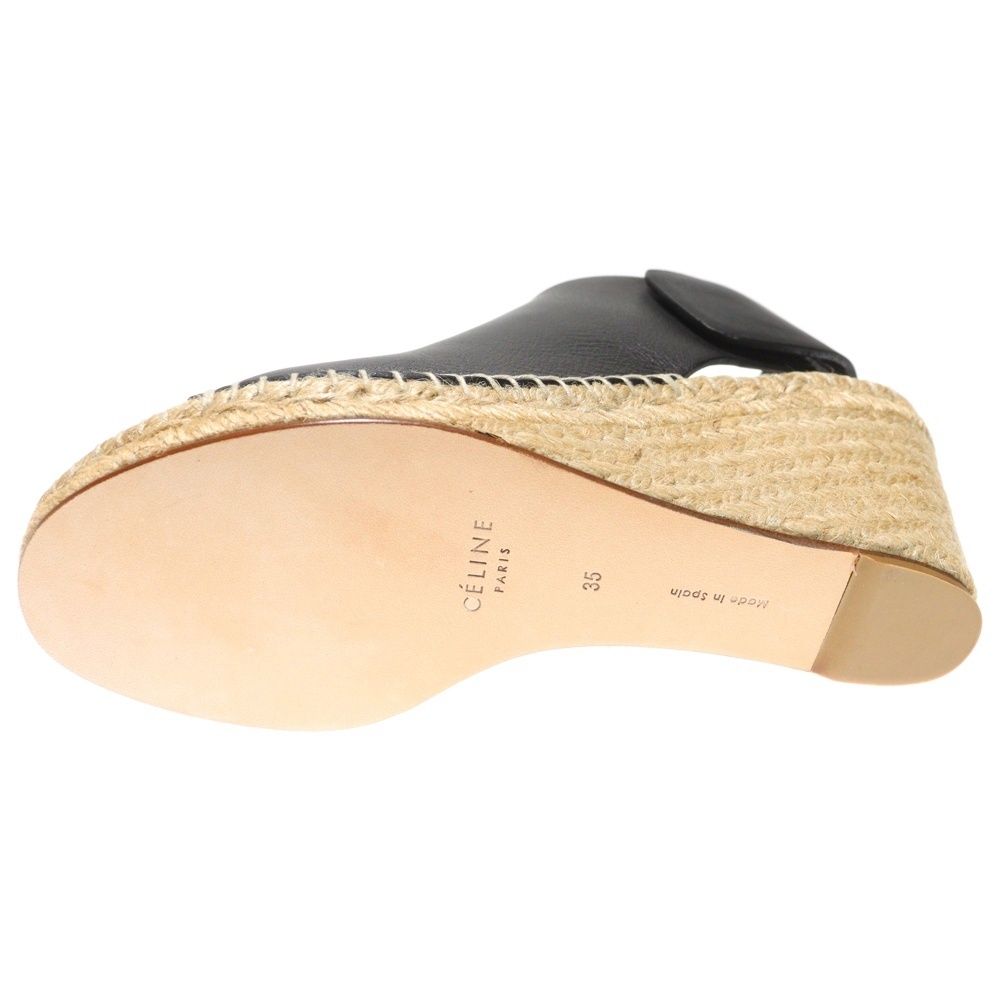 CELINE (セリーヌ) エスパドリーユ オープントゥ レザー ウェッジ