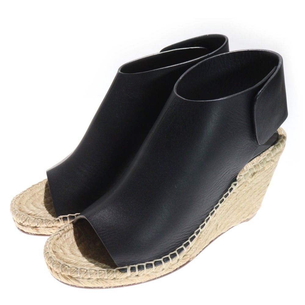 CELINE (セリーヌ) エスパドリーユ オープントゥ レザー ウェッジ