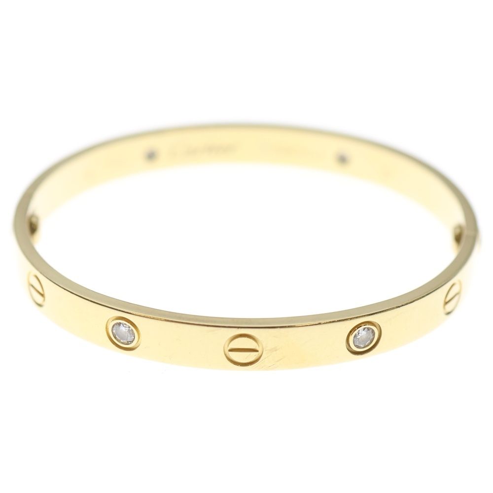 Cartier ゴールド バングル ダイヤモンド付き Cartier (カルティエ) ラブ ブレス 4Pダイヤ ブレスレット バングル