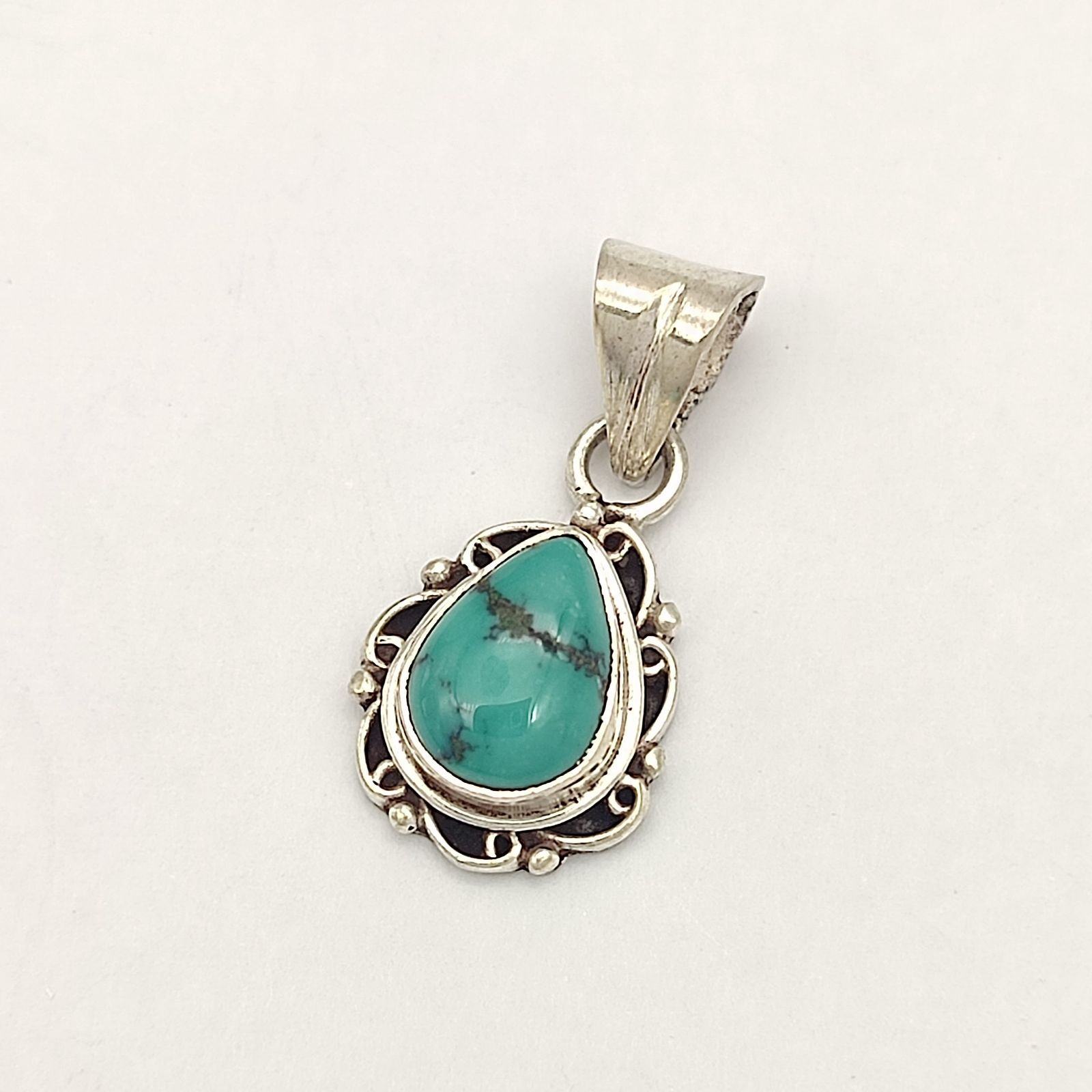 美品】ターコイズペンダントトップ ドロップ SILVER シルバー925 
