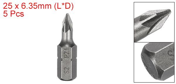 uxcell 5個PZ1 スクリュードライバービット 1/4インチ 六角シャンク