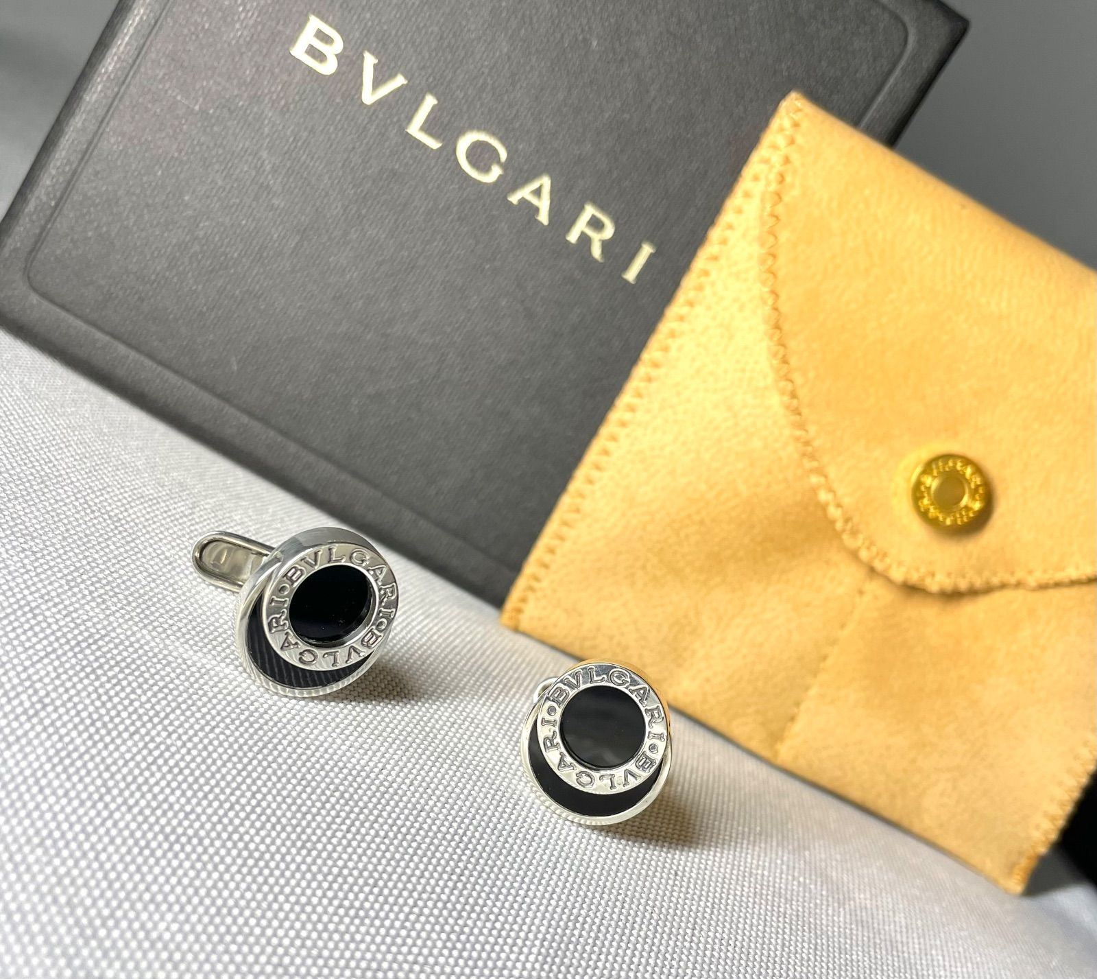 美品 BVLGARI ブルガリ B-ZERO ロゴ ブラックオニキス & スターリング