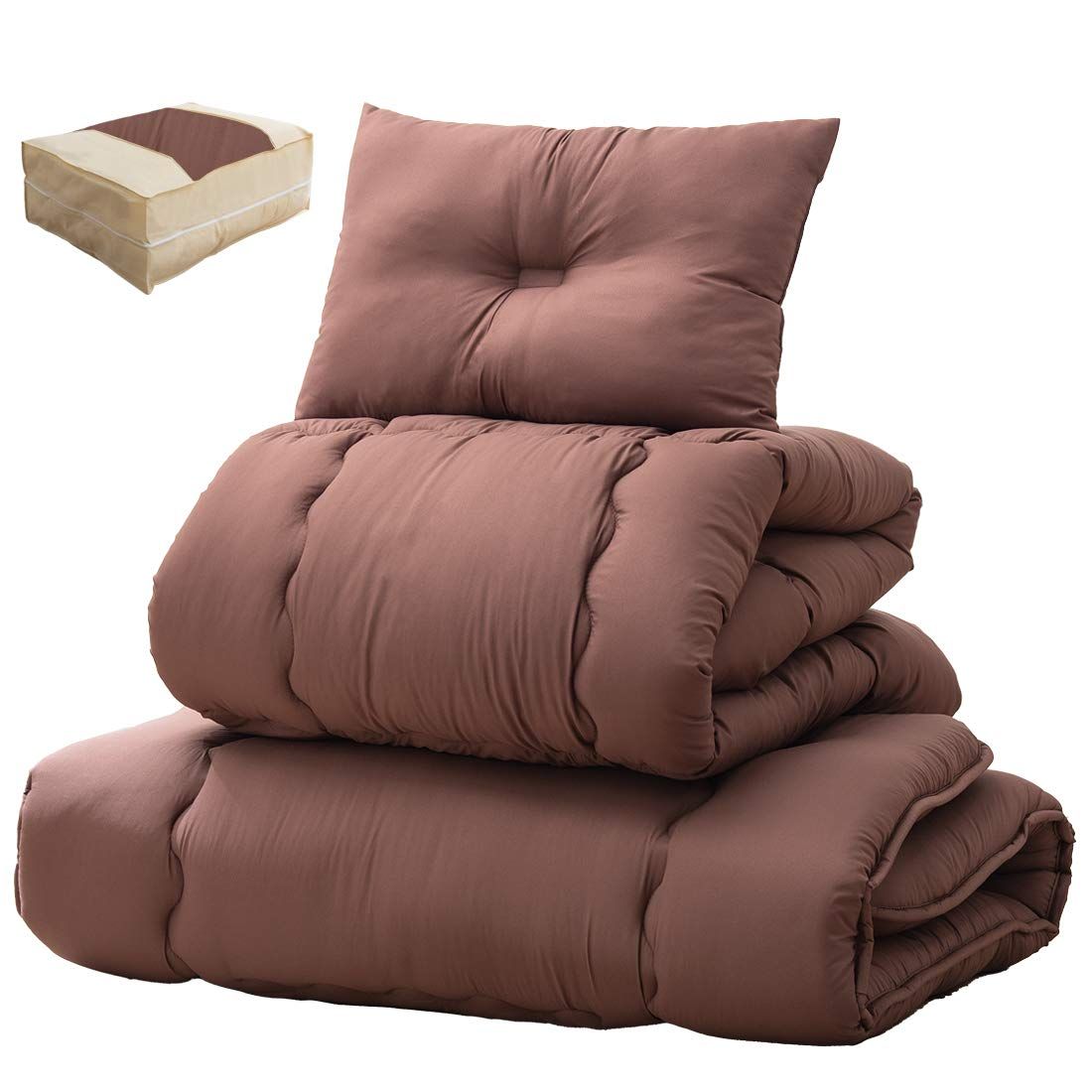 数量 抗菌 三層敷布団 防臭 防カビ 4点セット 高密度固綿 洗える 収納ケース付き シングル ホコリが出にくい 掛布団 布団セット 敷布団 枕 タンスのゲン 74260