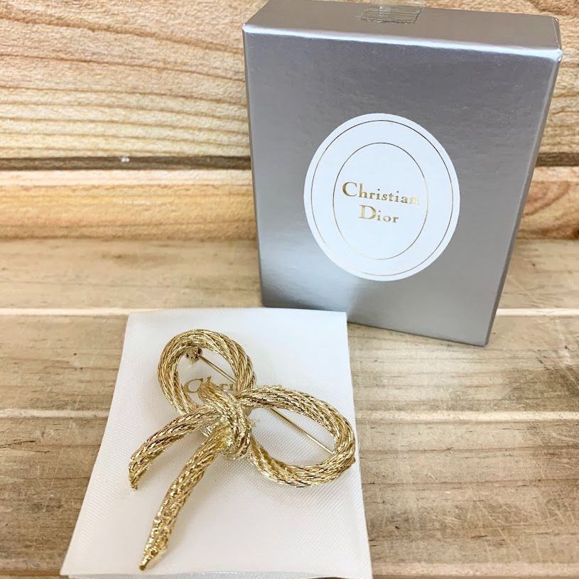 ディオール リボンブローチ ロープブローチ ヴィンテージ ゴールド