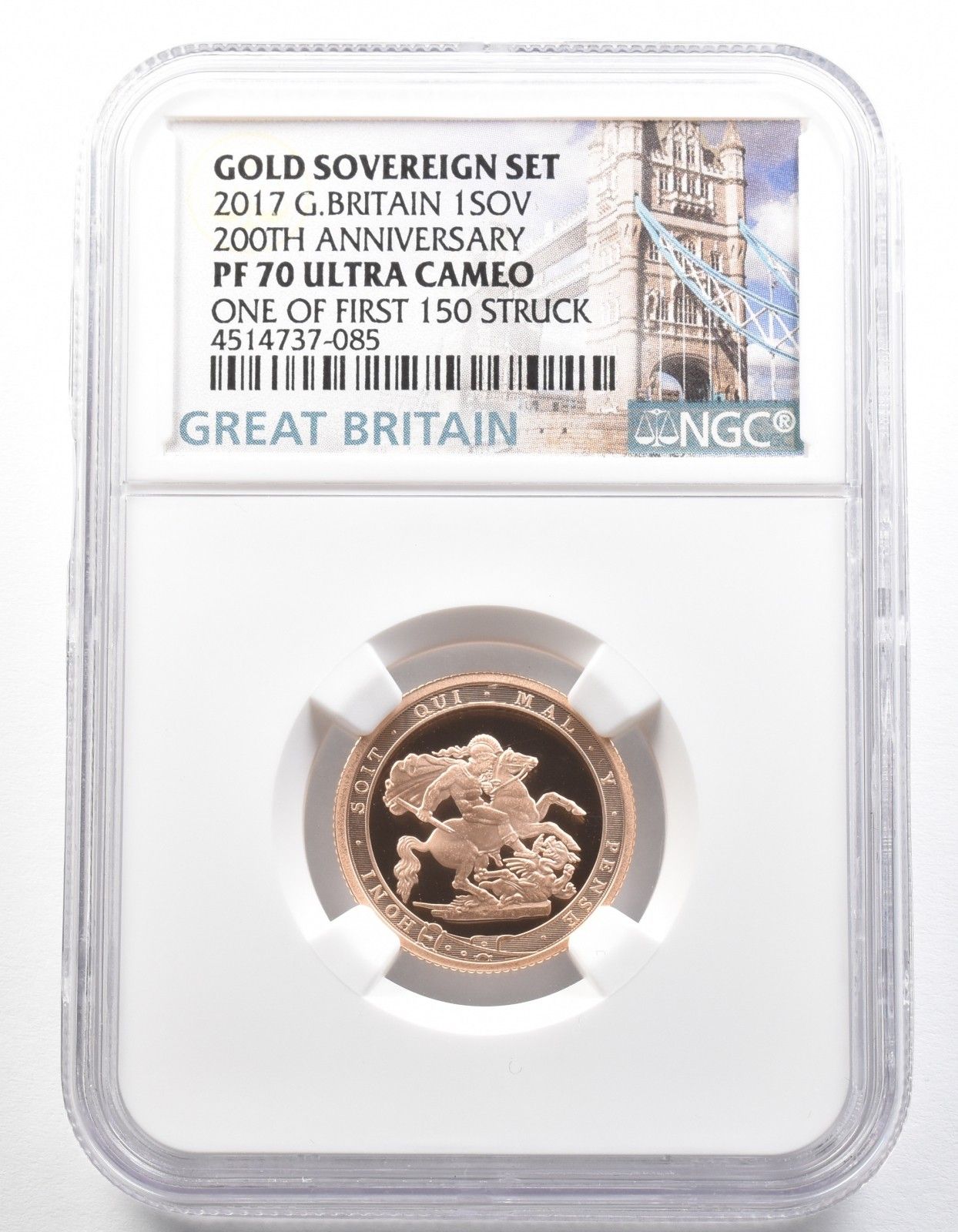 2017年 イギリス 1ソブリン金貨 200周年記念 ピストルッチ PF70 UCAM