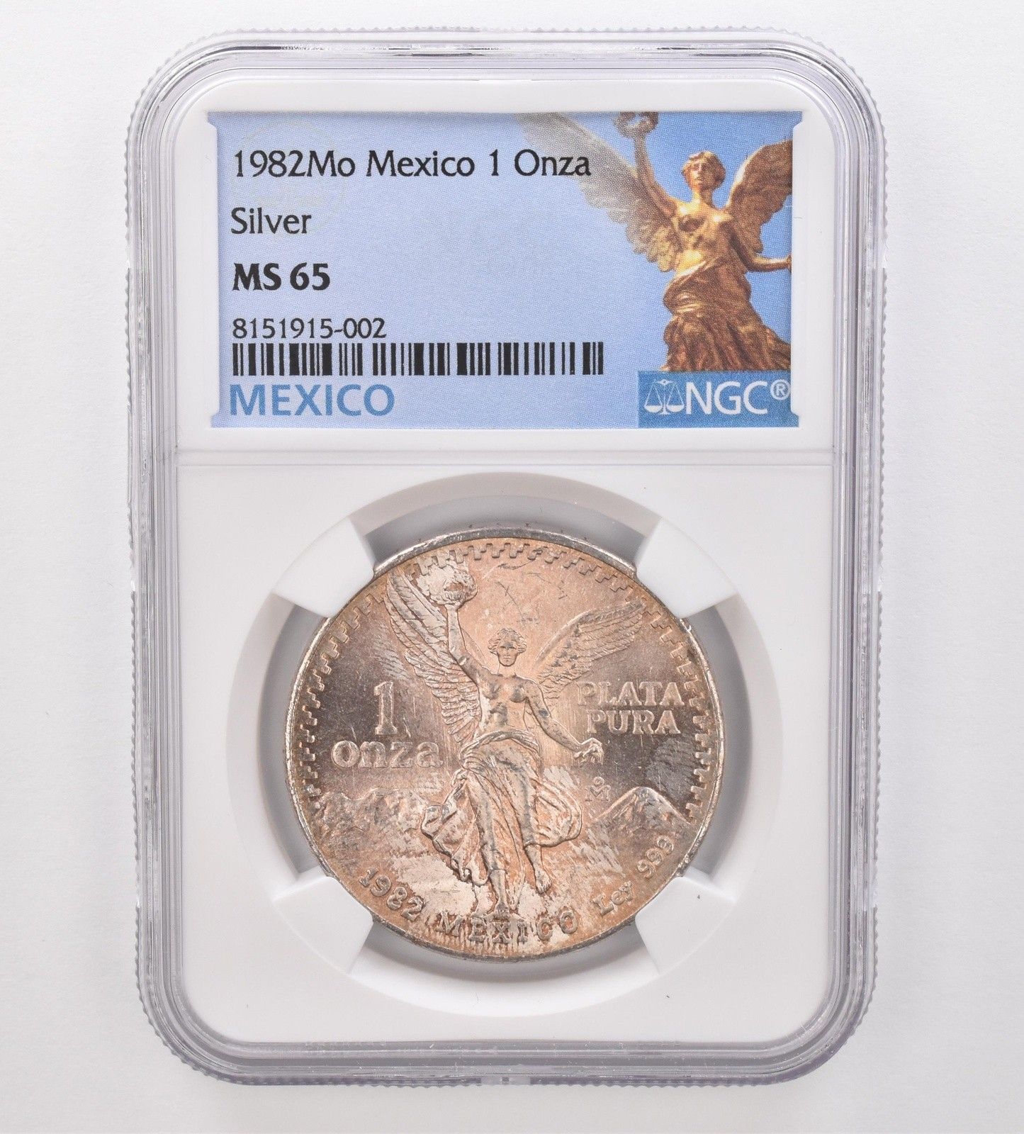 メキシコ 銀貨 1882年 リベルタッド 1982年 モ・メキシコ 1 オンザ シルバー リベルタッド MS65 NGC 美しい